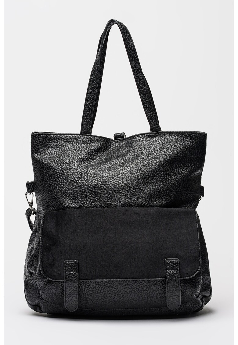 Rucsac cu aspect granulat si buzunar cu clapa