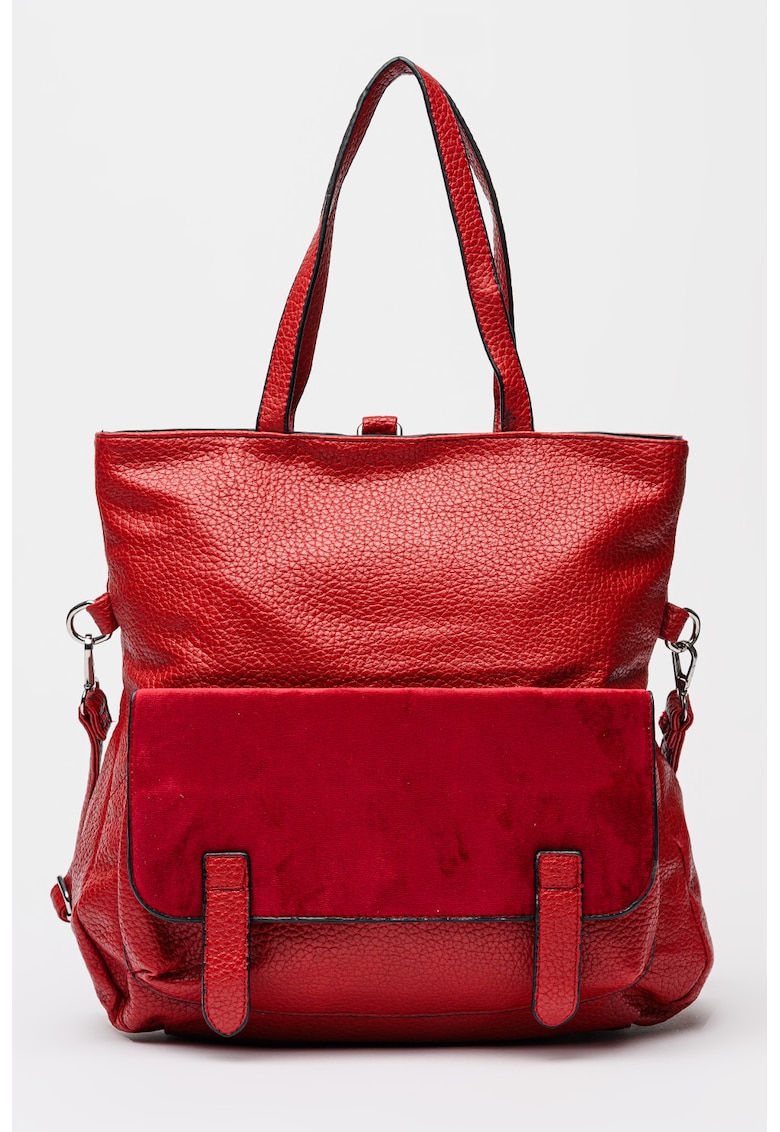 Rucsac cu aspect granulat si buzunar cu clapa