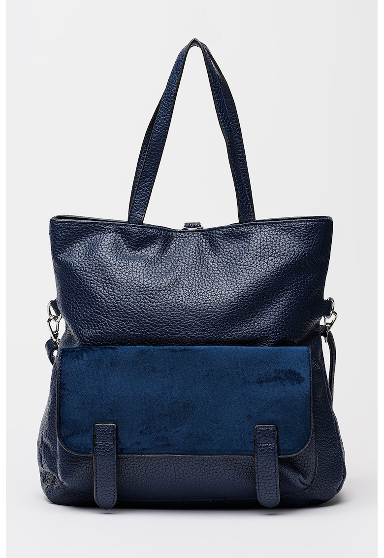 Rucsac cu aspect granulat si buzunar cu clapa