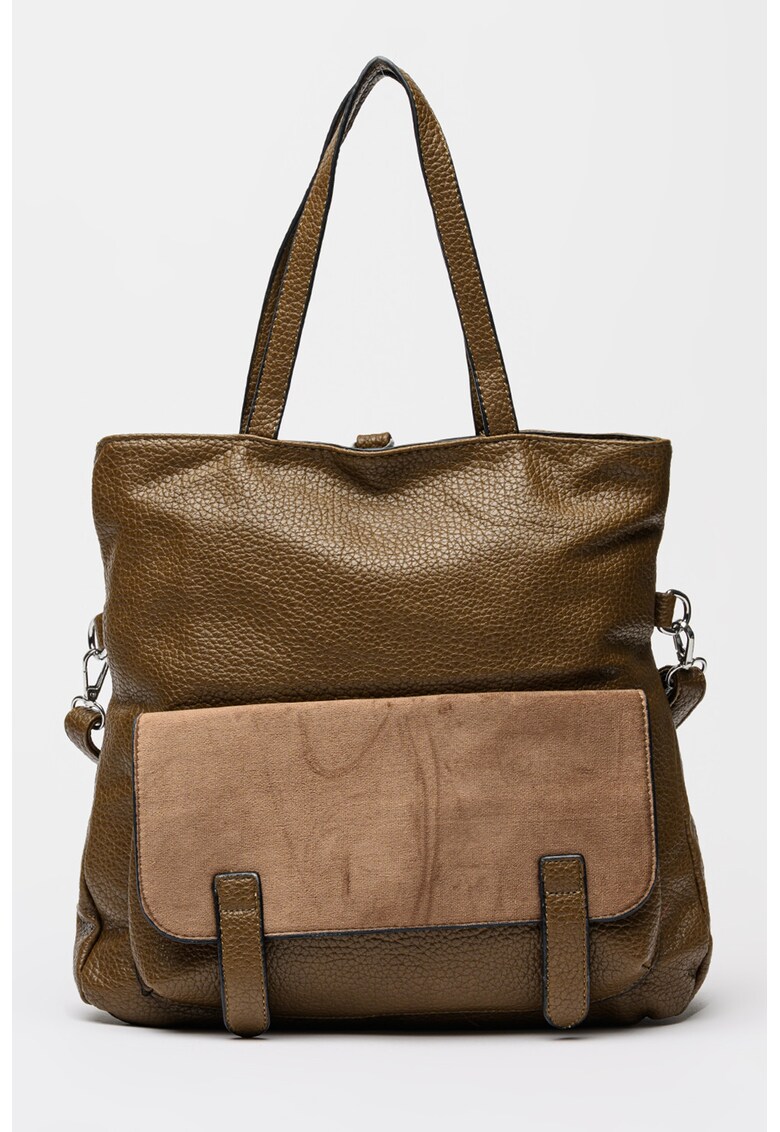 Rucsac cu aspect granulat si buzunar cu clapa