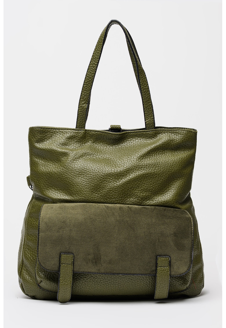 Rucsac cu aspect granulat si buzunar cu clapa