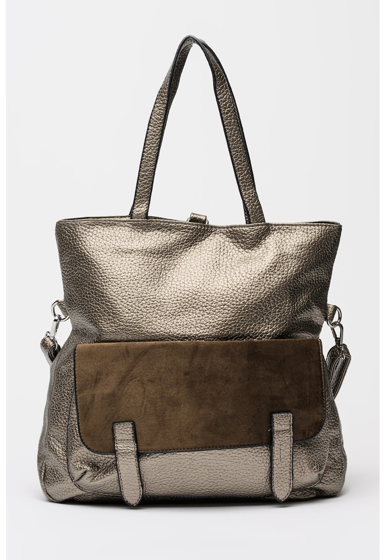 Rucsac cu aspect granulat si buzunar cu clapa