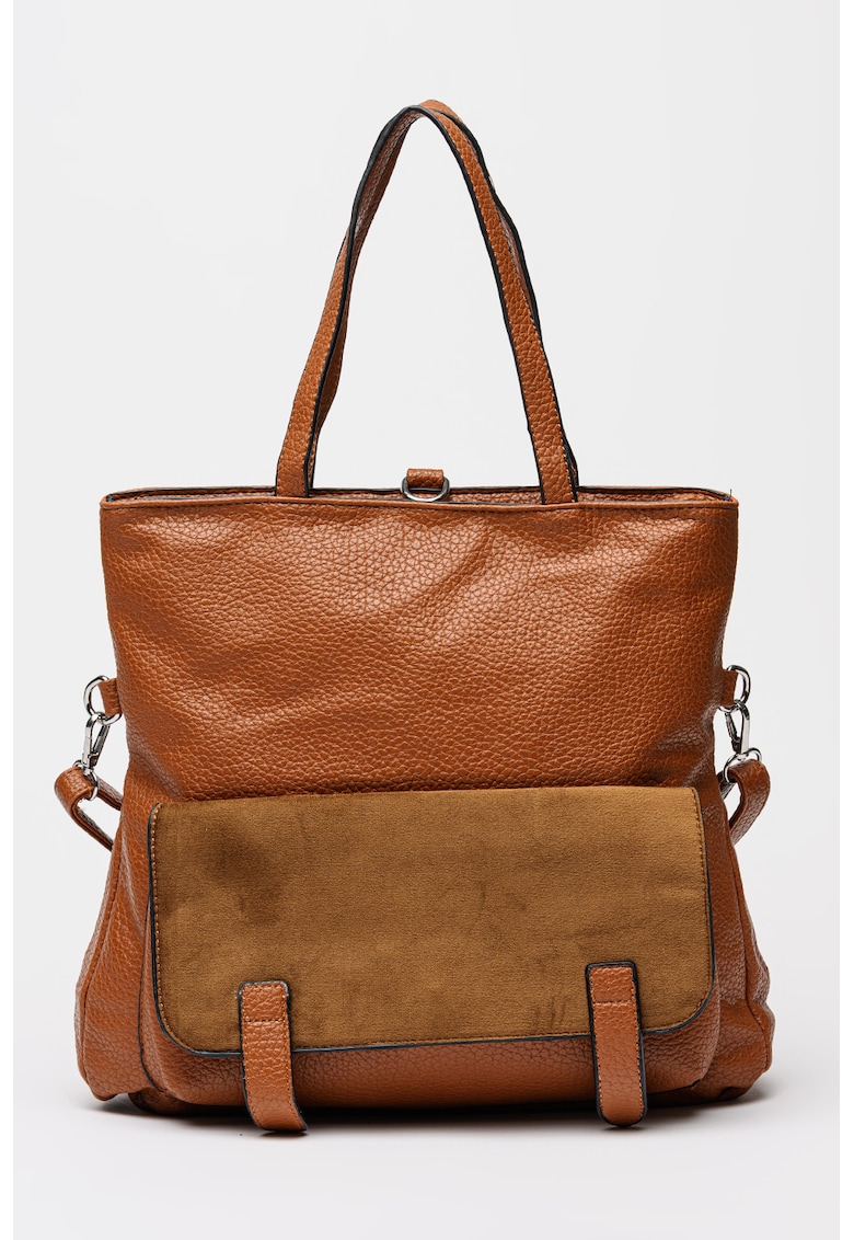 Rucsac cu aspect granulat si buzunar cu clapa