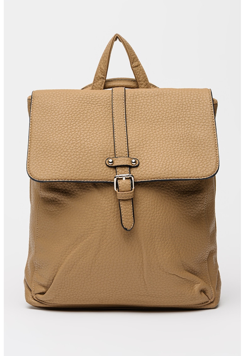 Rucsac de piele ecologica cu inchidere cu clapa - Maro taupe