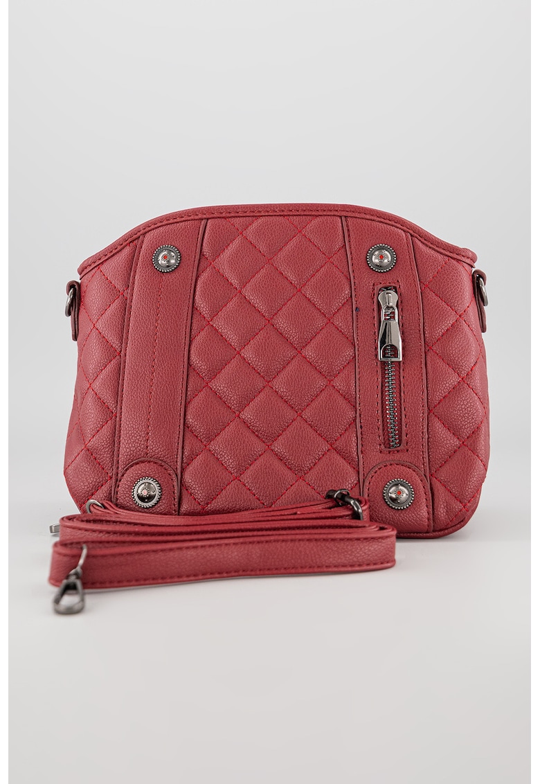 Geanta crossbody de piele ecologica cu bareta detasabila - Visiniu