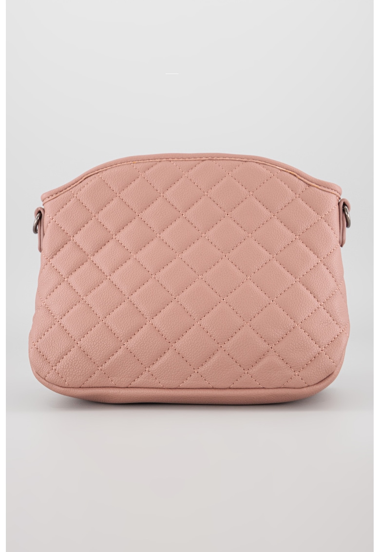 Geanta crossbody de piele ecologica cu bareta detasabila - Roz inchis
