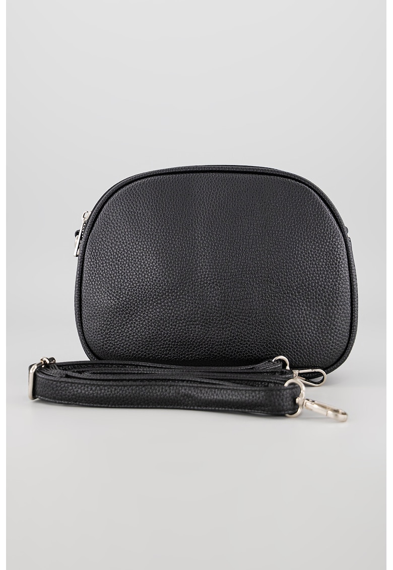 Geanta crossbody cu bareta detasabila si model uni - Negru