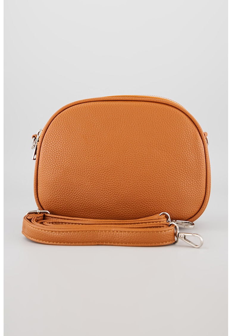 Geanta crossbody cu bareta detasabila si model uni - Maro scortisoara