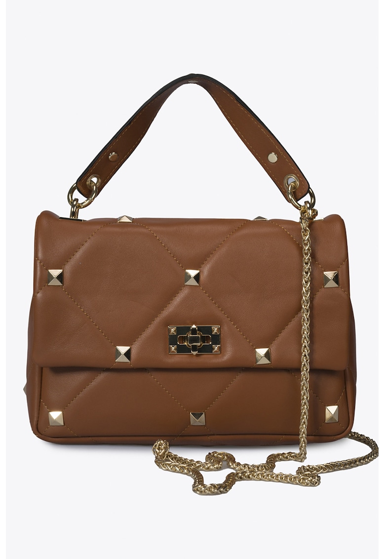 Geanta de piele cu maner si tinte