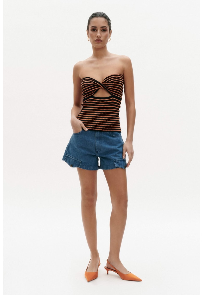 Top de dama in dungi portocalii - Portocaliu/Negru