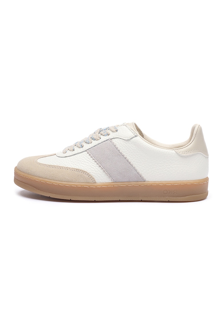 Pantofi sport din piele si piele intoarsa Nora - Alb/Bej