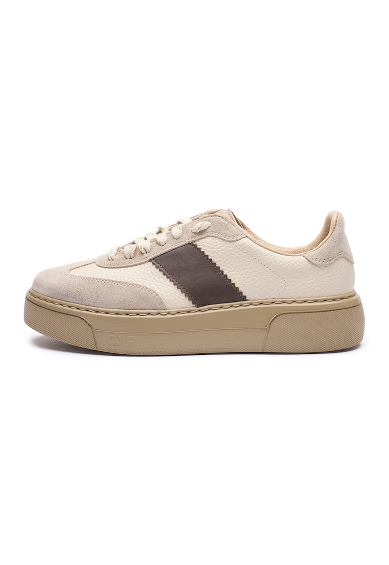 Pantofi sport de piele cu insertii de piele intoarsa June - Maro/Bej