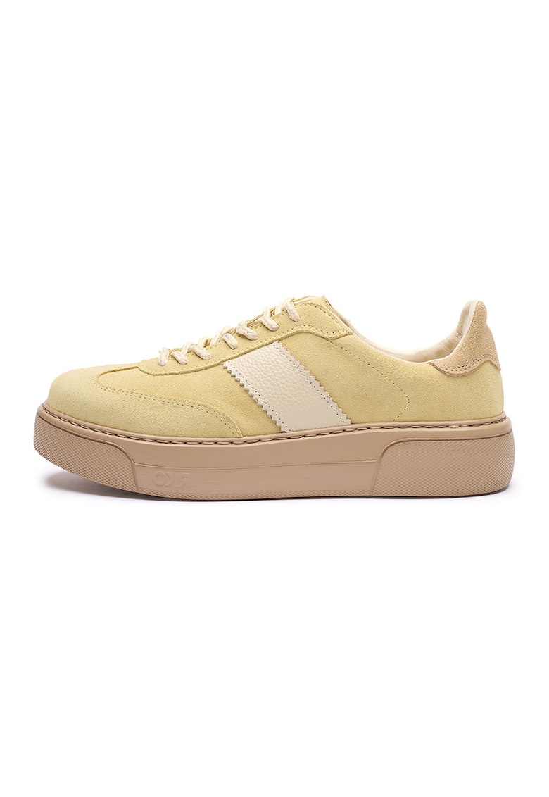 Pantofi sport de piele cu insertii de piele intoarsa June - Galben sofran