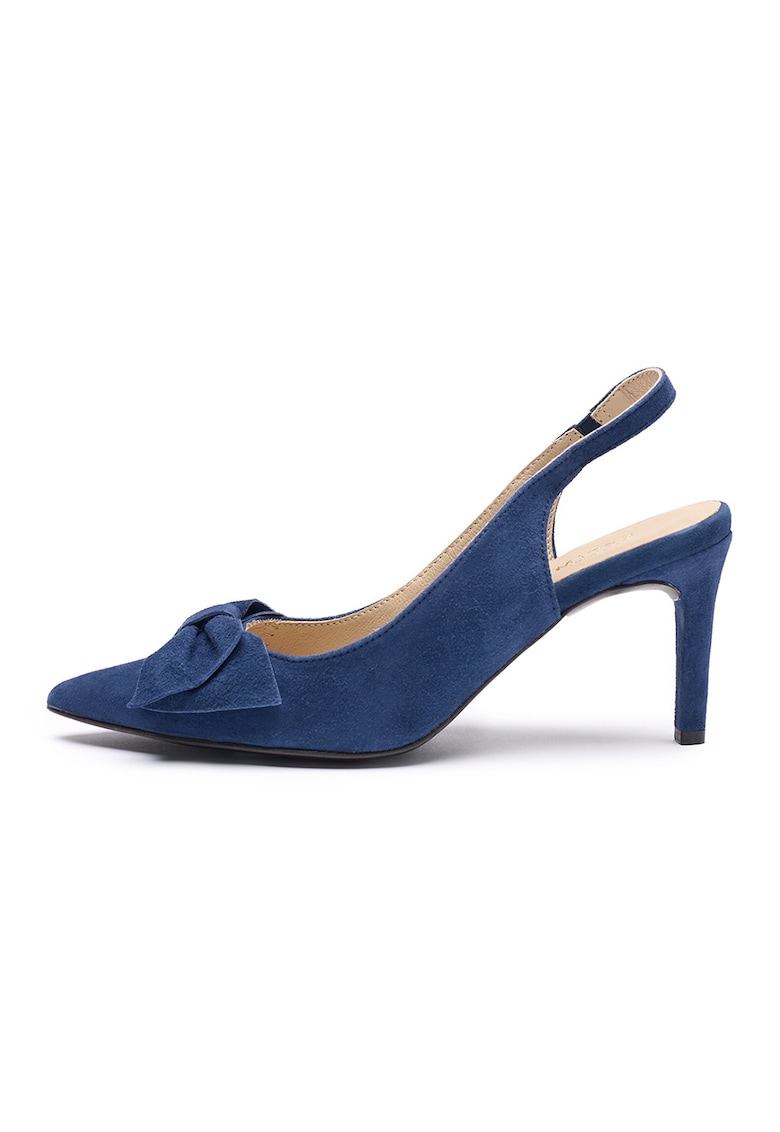 Pantofi slingback din piele cu funda decorativa Ofelia - Bleumarin