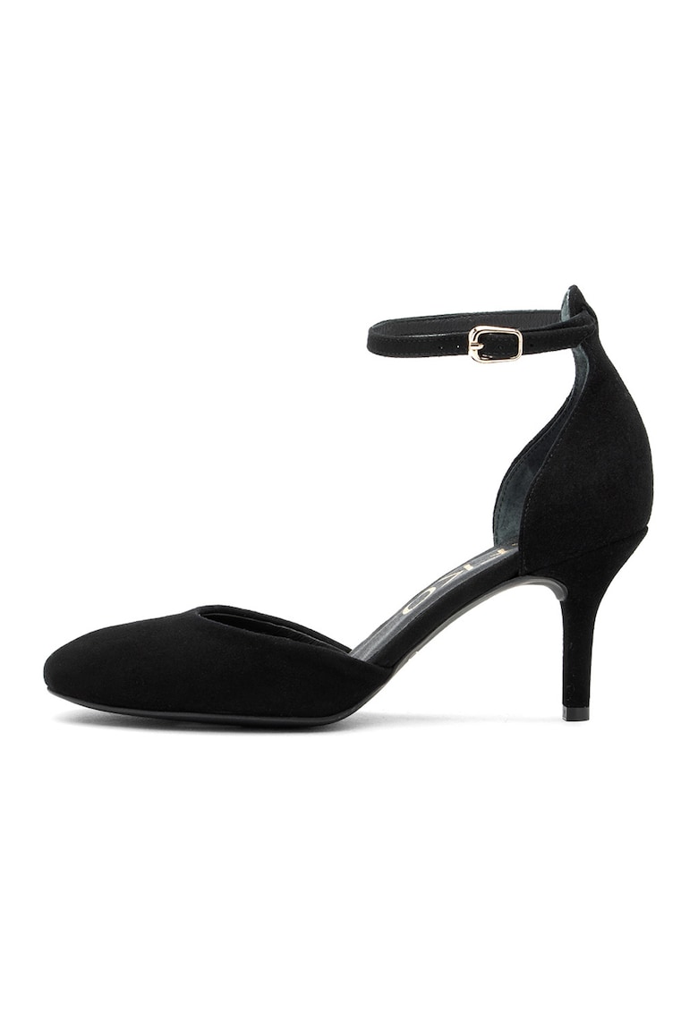 Pantofi D'Orsay de piele intoarsa cu toc stiletto Celina - Negru