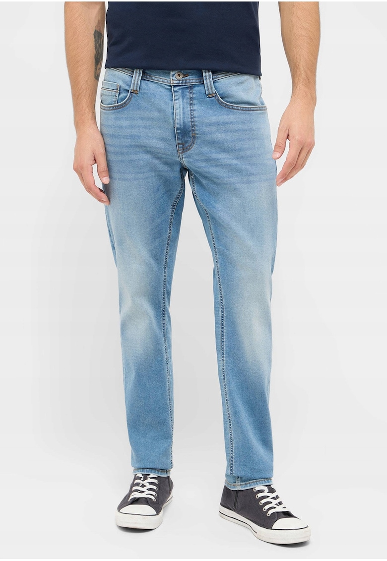 Blugi Barbati - Oregon Slim K - Slim Fit - Talie Joasa - Fermoar - Lungi - 5 Buzunare - Bumbac - Elastan - W32-L32 US - Albastru