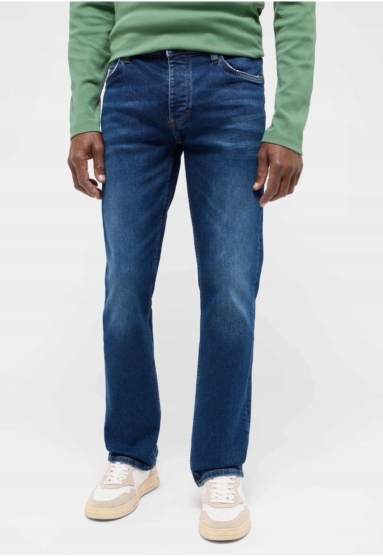 Blugi Barbati - Michigan - Straight Fit - Talie Medie - Fermoar - Lungi - 5 Buzunare - Bumbac - Elastan - W32-L32 US - Albastru