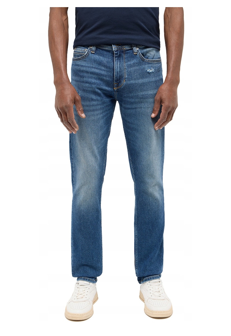 Blugi Barbati - Vegas Slim - Slim Fit - Talie Medie - Fermoar - Lungi - 5 Buzunare - Bumbac - Elastan - W32-L32 US - Albastru