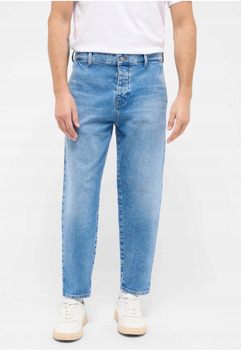 Blugi Barbati - Toledo - Loose Fit - Talie Joasa - Fermoar - Lungi - 5 Buzunare - Bumbac - Elastan - W32-L32 US - Albastru