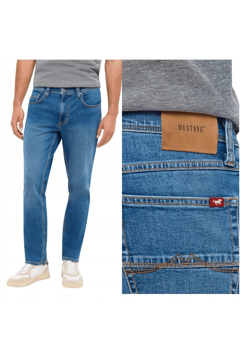 Blugi Barbati - Washington - Straight Fit - Talie Medie - Fermoar - Lungi - 5 Buzunare - Bumbac - Elastan - W31-L30 US - Albastru