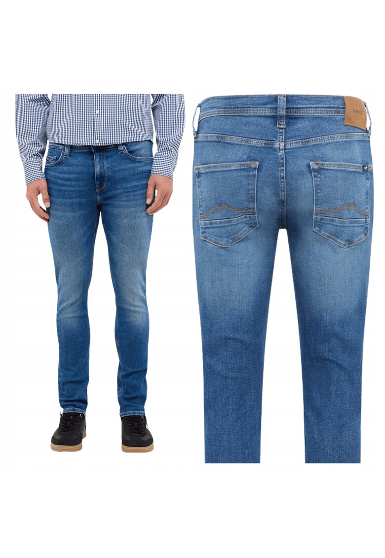 Blugi Barbati - Vegas - Slim Fit - Talie Medie - Fermoar - Lungi - 5 Buzunare - Bumbac - Elastan - Albastru - Albastru