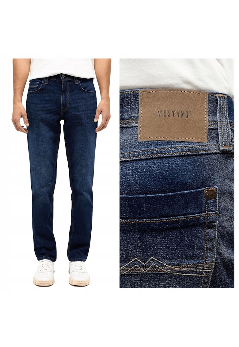 Blugi Barbati - Washington - Straight Fit - Talie Medie - Fermoar - Lungi - 5 Buzunare - Bumbac - Elastan - Albastru