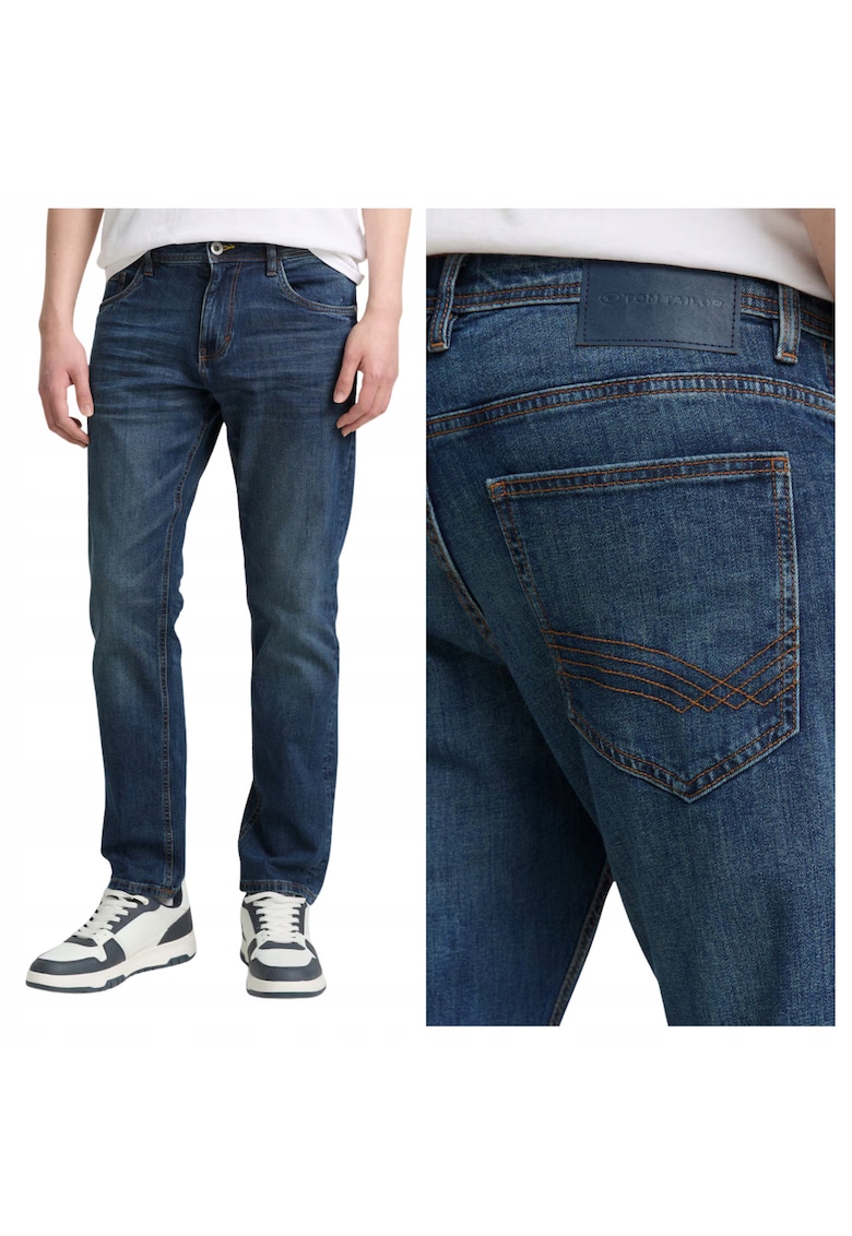 Blugi Barbati - Josh - Slim Fit - Talie Medie - Fermoar - Lungi - 5 Buzunare - Bumbac - Elastan - Albastru - Albastru
