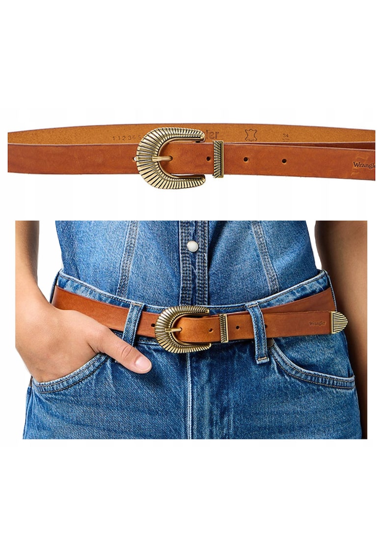 Cureaua Dama - Western Sun Belt - Model Clasic - Catarama Din Metal - Reglabil - Reutilizabile - Pentru Pantaloni - Blugi - Fuste - Camasi - Rezistenta La Uzura Si Rezistenta La Zgarieturi - 100% Piele Naturala - Lungime 105 cm - Maro