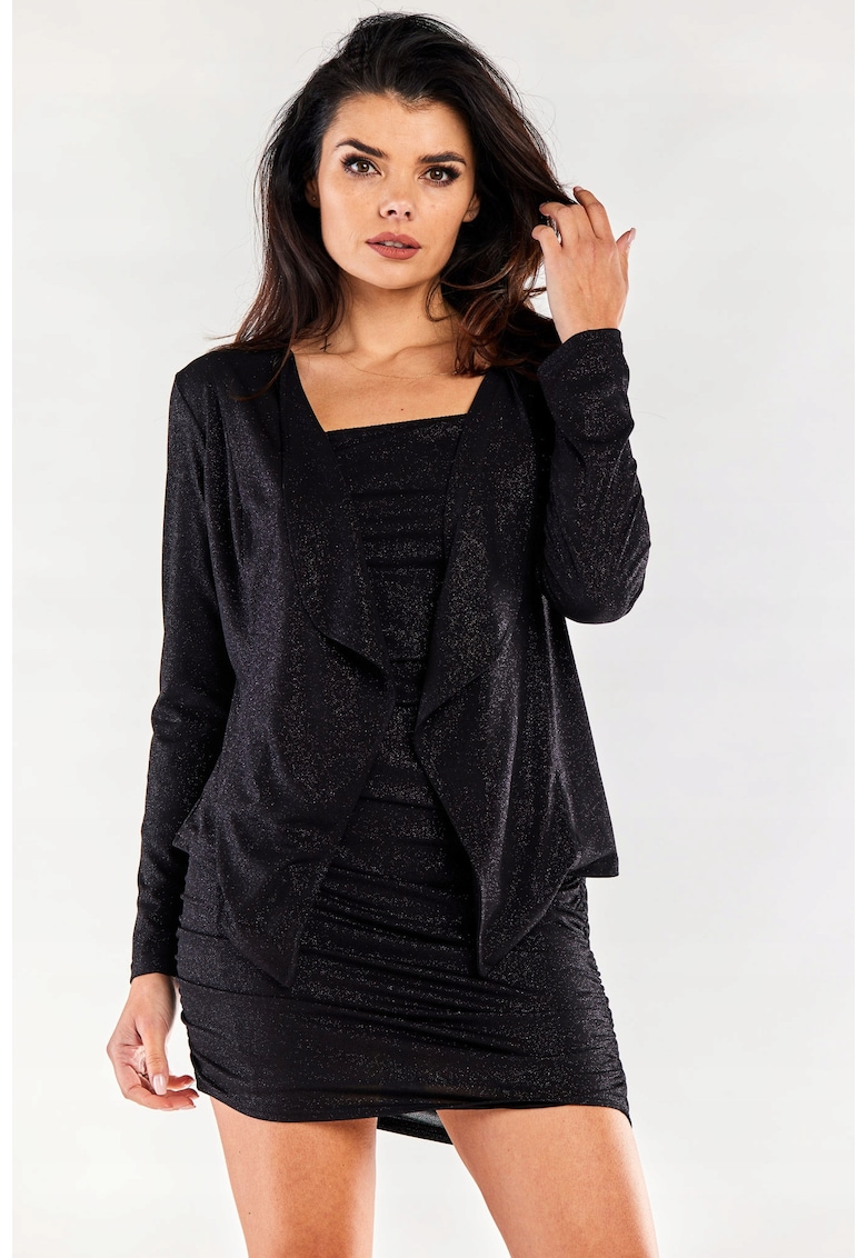 Cardigan Femei - Negru - Maneci Lungi - Croi Lejer - Negru