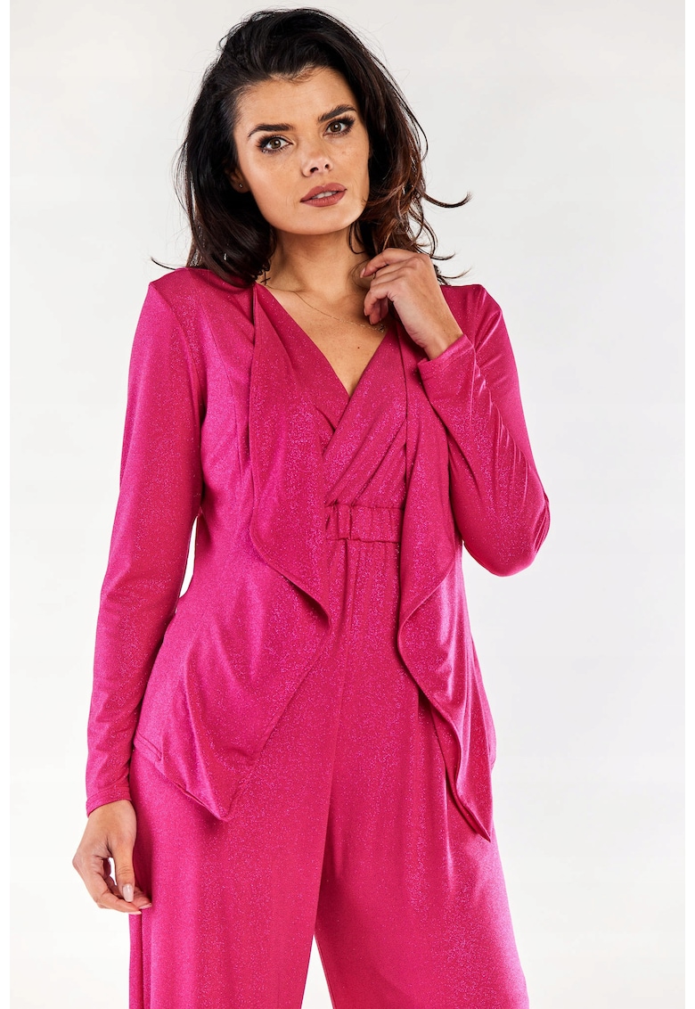 Cardigan femei - fucsia - maneci lungi - Roz