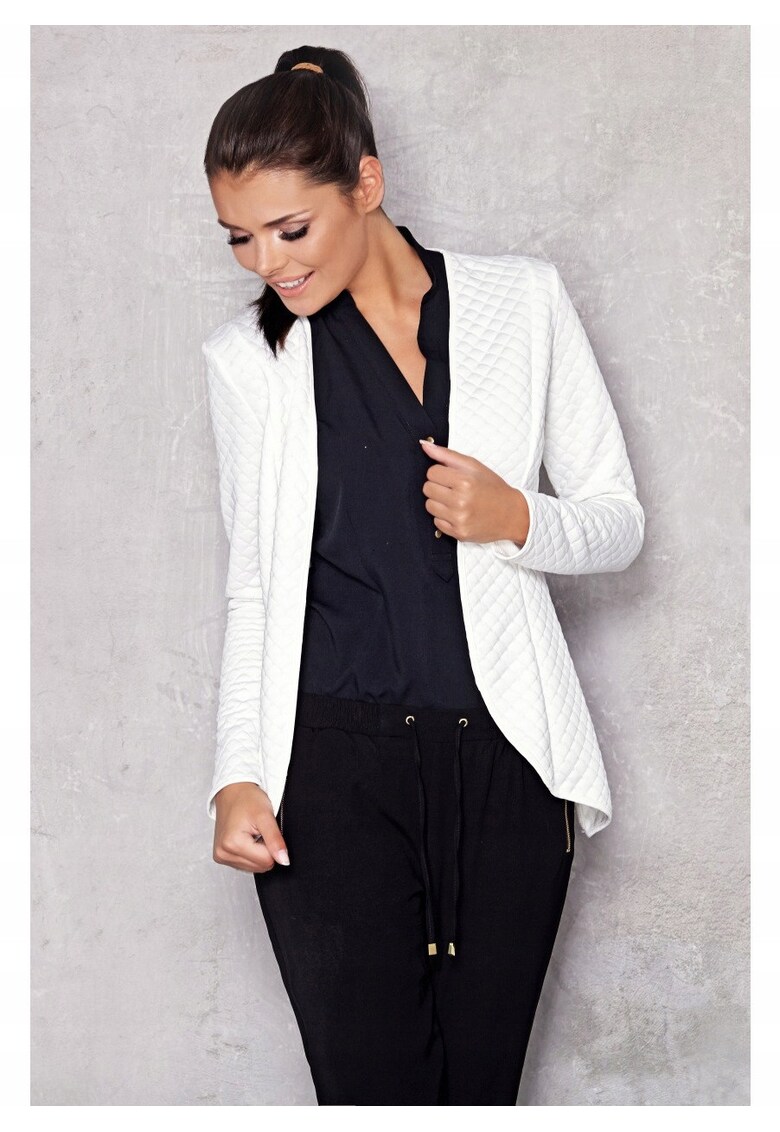 Sacou de dama - M - tricot matlasat - slim fit - alb