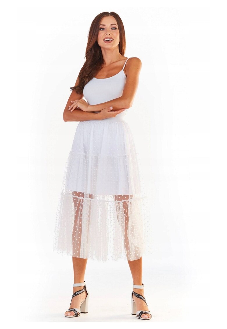 Fustă din tulle - alb - cu volane - 65875 - Alb