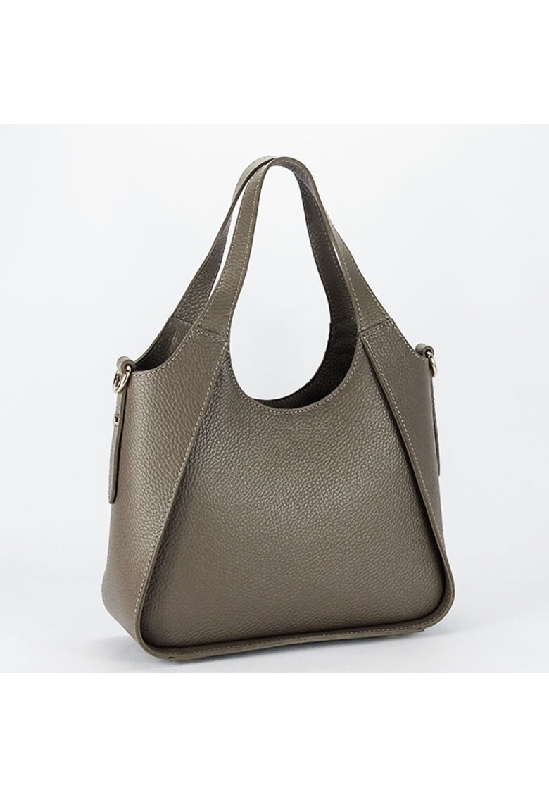 Geanta medie din piele naturala 8907 128 Maro - Maro taupe - 19X27X9