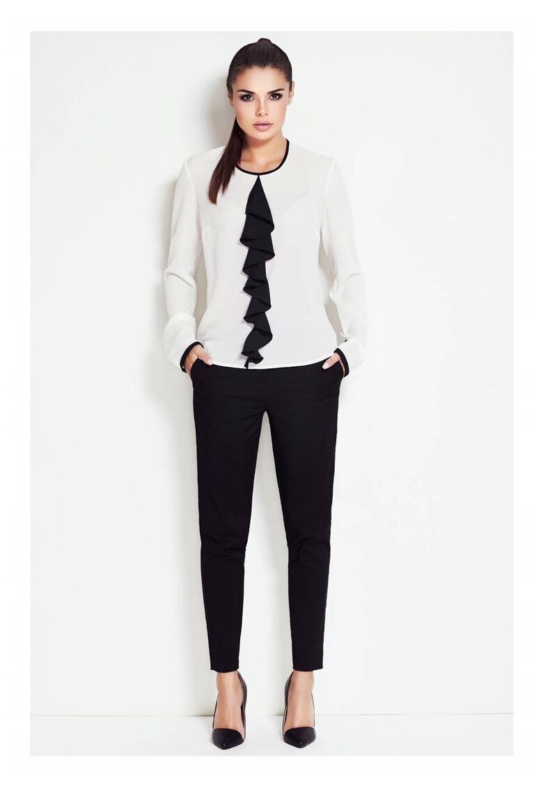 Camasa Dama - S - Material 98% Poliester - 2% Elastan - Stil Casual - De Birou - Elegant - Business - Cu Nasturi Aurii - Croi Slim Fit - Maneca Lunga - Neagra