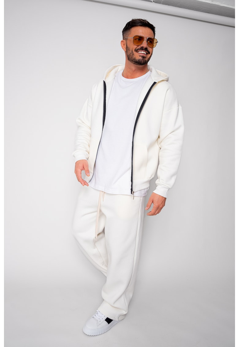 Set Winter CozyWide hanorac cu fermoar si pantalon drept Off White 19561
