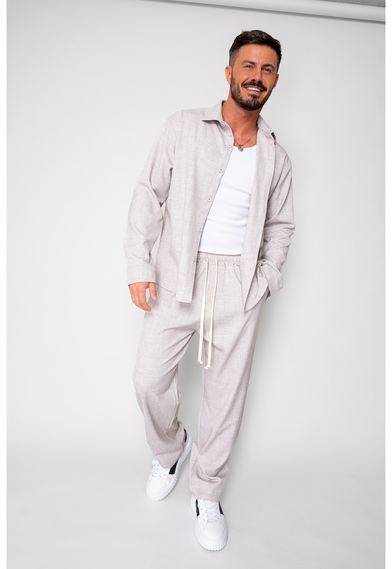 Set camasa cu nasturi si pantalon lung Light Beige 19606 - Bej deschis