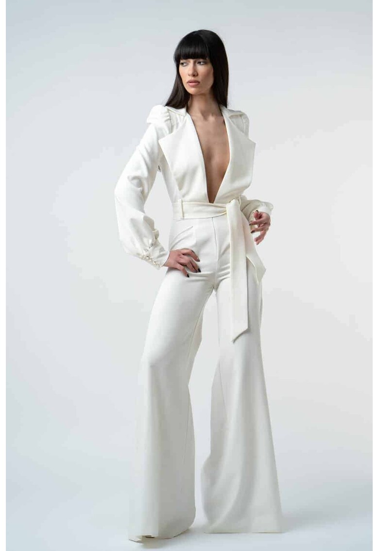 Salopeta cu decolteu adanc - Alb