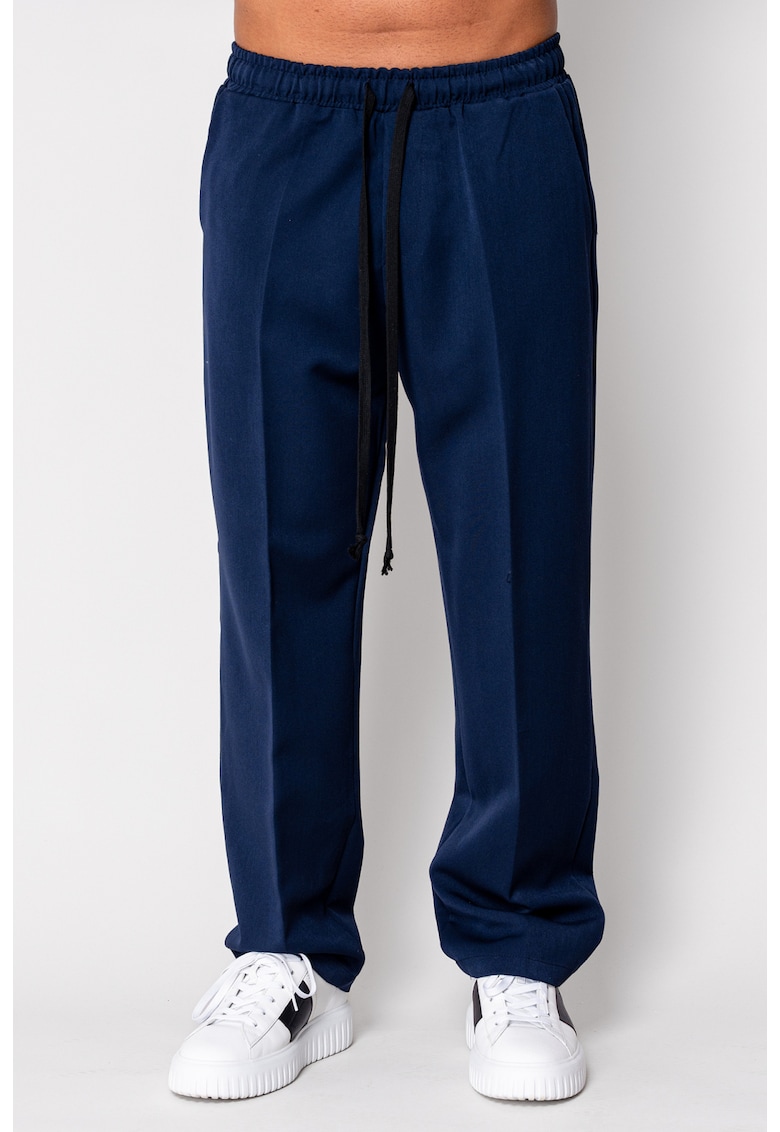 Pantalon lung cu snur negru Navy 19582 - Bleumarin