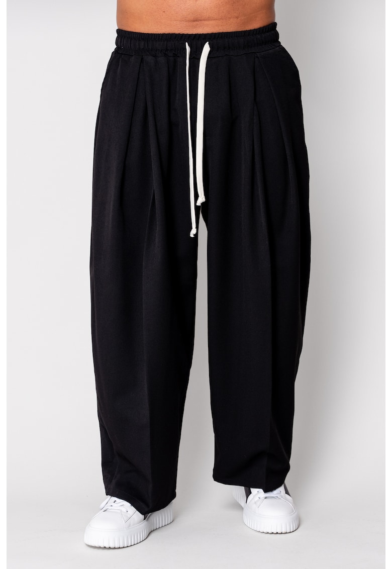 Pantalon lung foarte larg cu snur Black 19650 - Negru