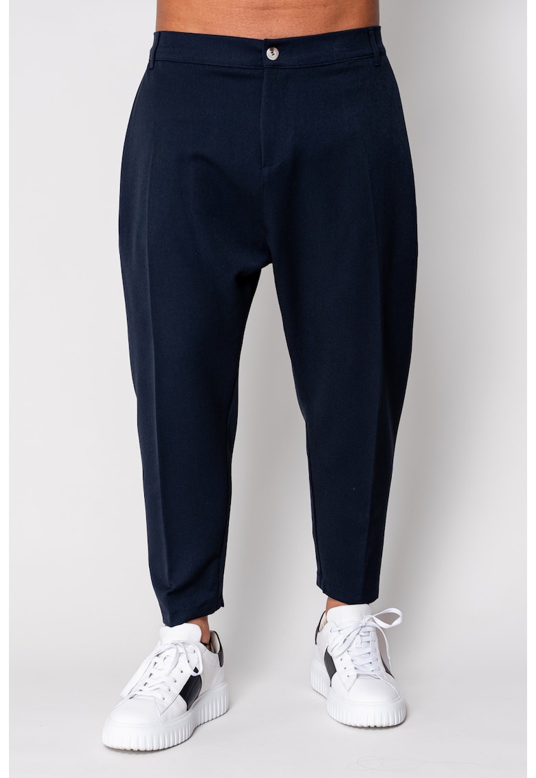 Pantalon lung conic cu tur lasat Navy 19679 - Bleumarin