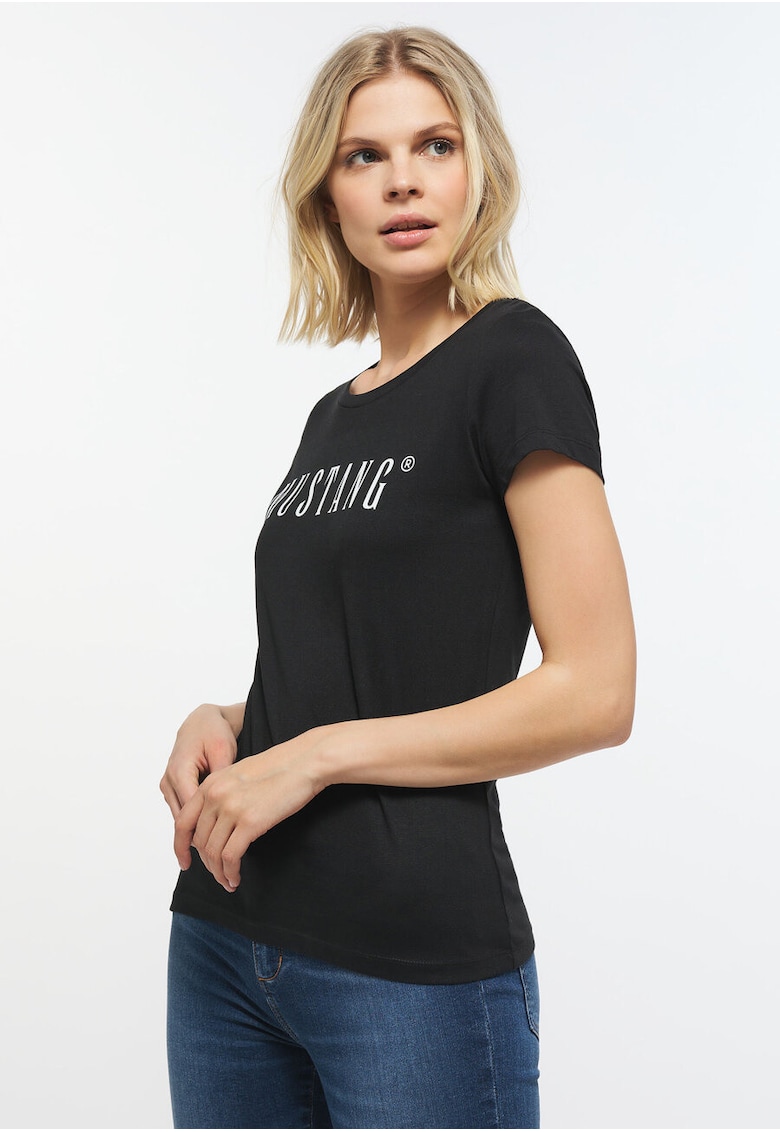 Tricou Dama - Alina C - Regular Fit - Cu Logo - Design Simplu - Fara Buzunare - Decolteu Rotund - 100% Bumbac - Marime XS - Negru