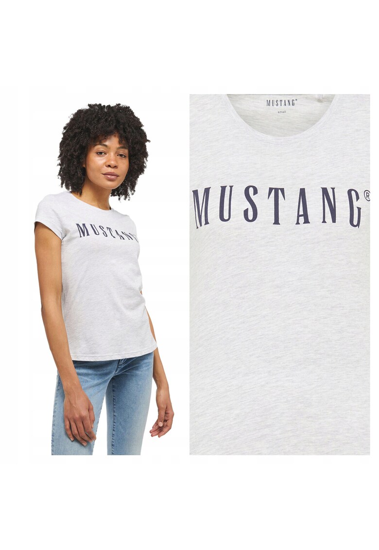 Tricou Dama - Alina C - Regular Fit - Cu Logo - Design Simplu - Fara Buzunare - Decolteu Rotund - 100% Bumbac - XS INTL - Gri Deschis