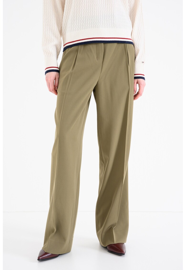 Pantaloni cu croiala ampla si talie medie - Verde masliniu