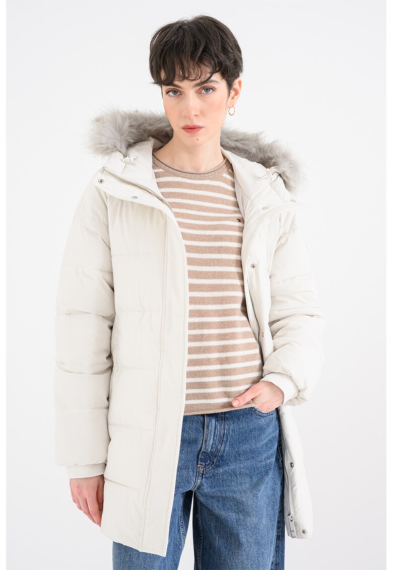 Geaca matlasata cu gluga - Crem