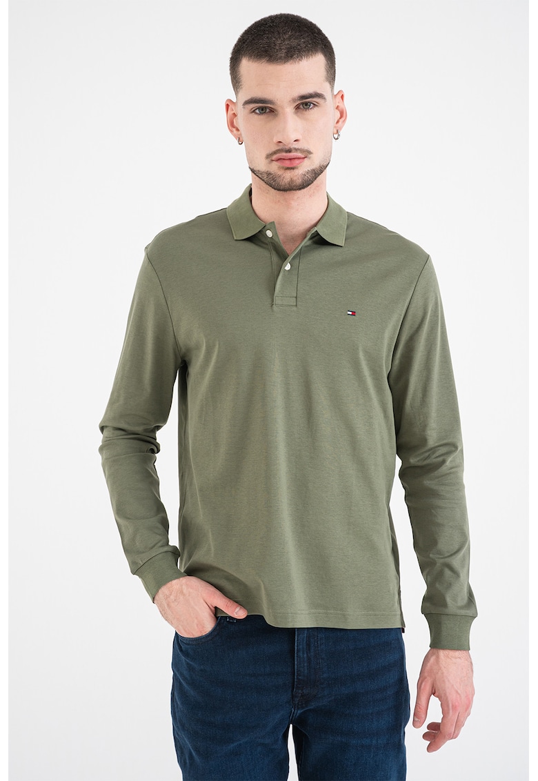 Bluza polo cu logo discret - Kaki