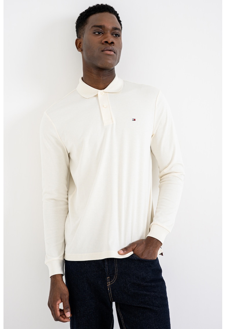 Bluza polo cu logo discret - Bej deschis