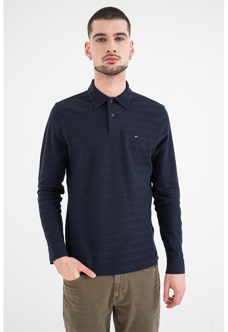 Bluza polo cu logo discret - Bleumarin