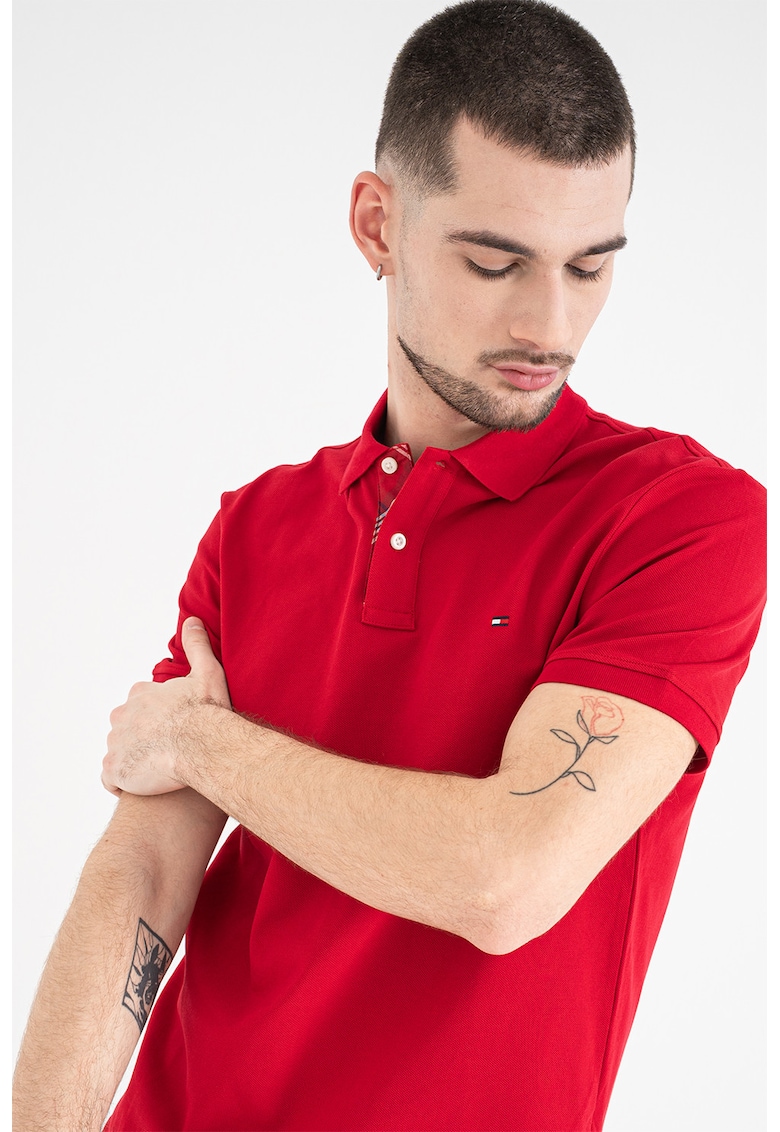 Tricou polo din amestec de bumbac organic - Rosu