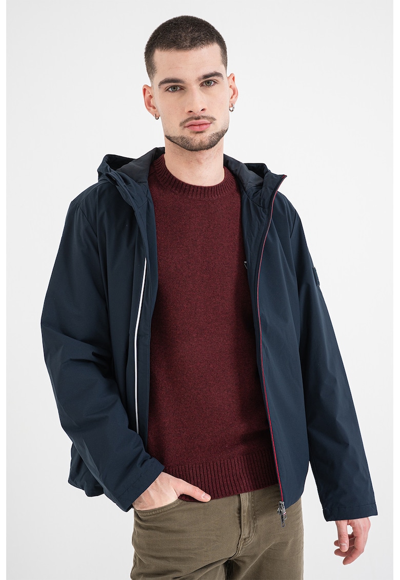 Jacheta cu gluga si buzunare laterale - Bleumarin