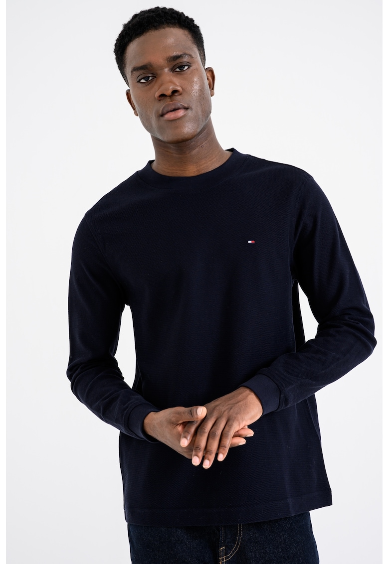 Bluza uni cu decolteu la baza gatului - Bleumarin